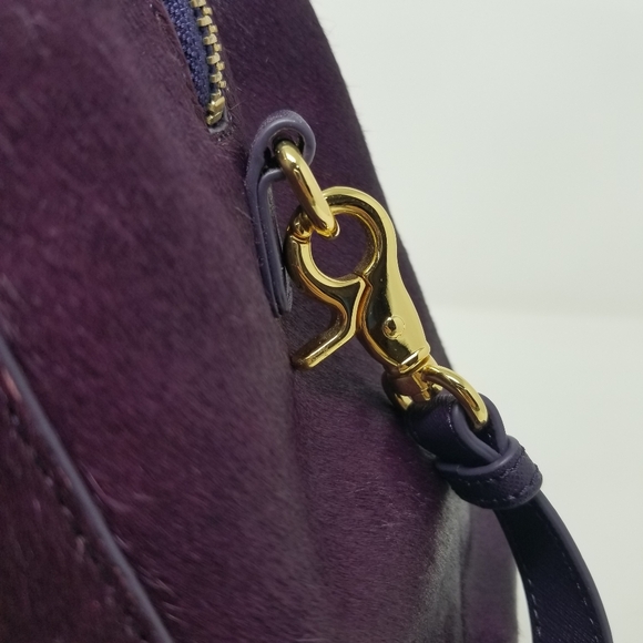 Bagley Mischka Purple Calf Hair Fur & Gold Handbag & Crossbody Bag - Picture 10 of 16